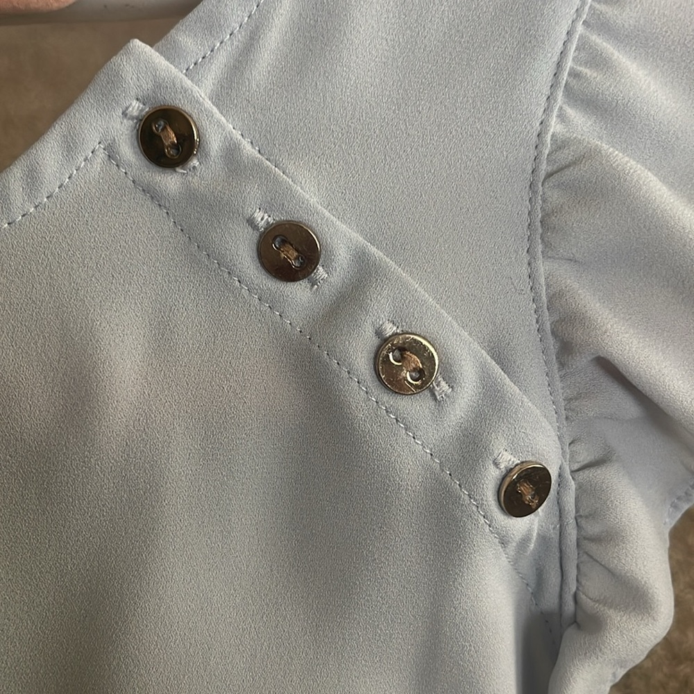 LOFT Sky Blue Ruffle Sleeve Blouse - Picture 4 of 6